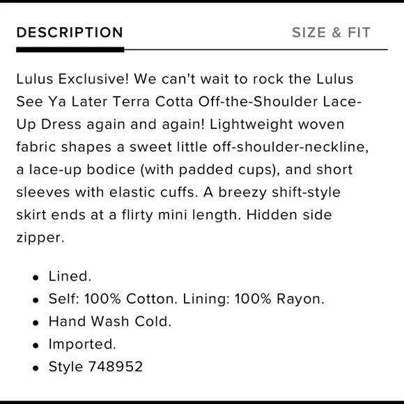 LULUS See Ya Later Terra Cotta Off-the-Shoulder Lace-Up Dress - Picture 4 of 4